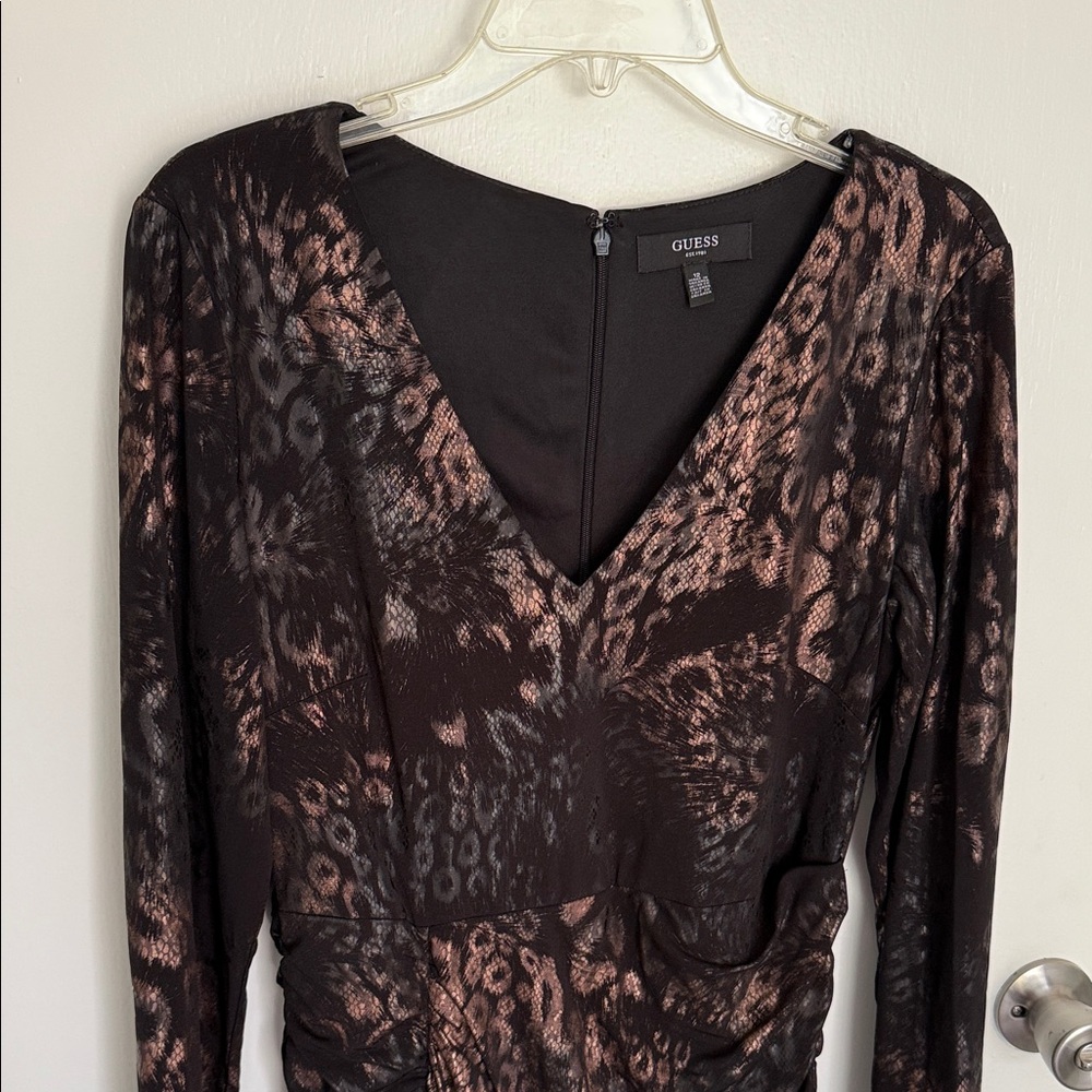 Guess Black and Brown Leopard Print Dress